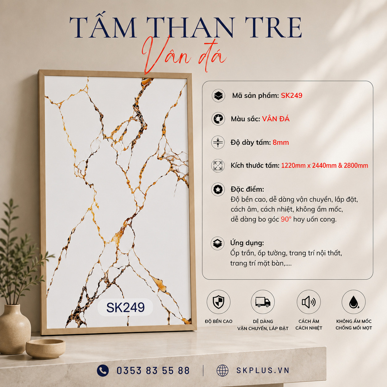 Bảng Báo Giá Tấm Ốp Than Tre 8mm SK PLUS 2026