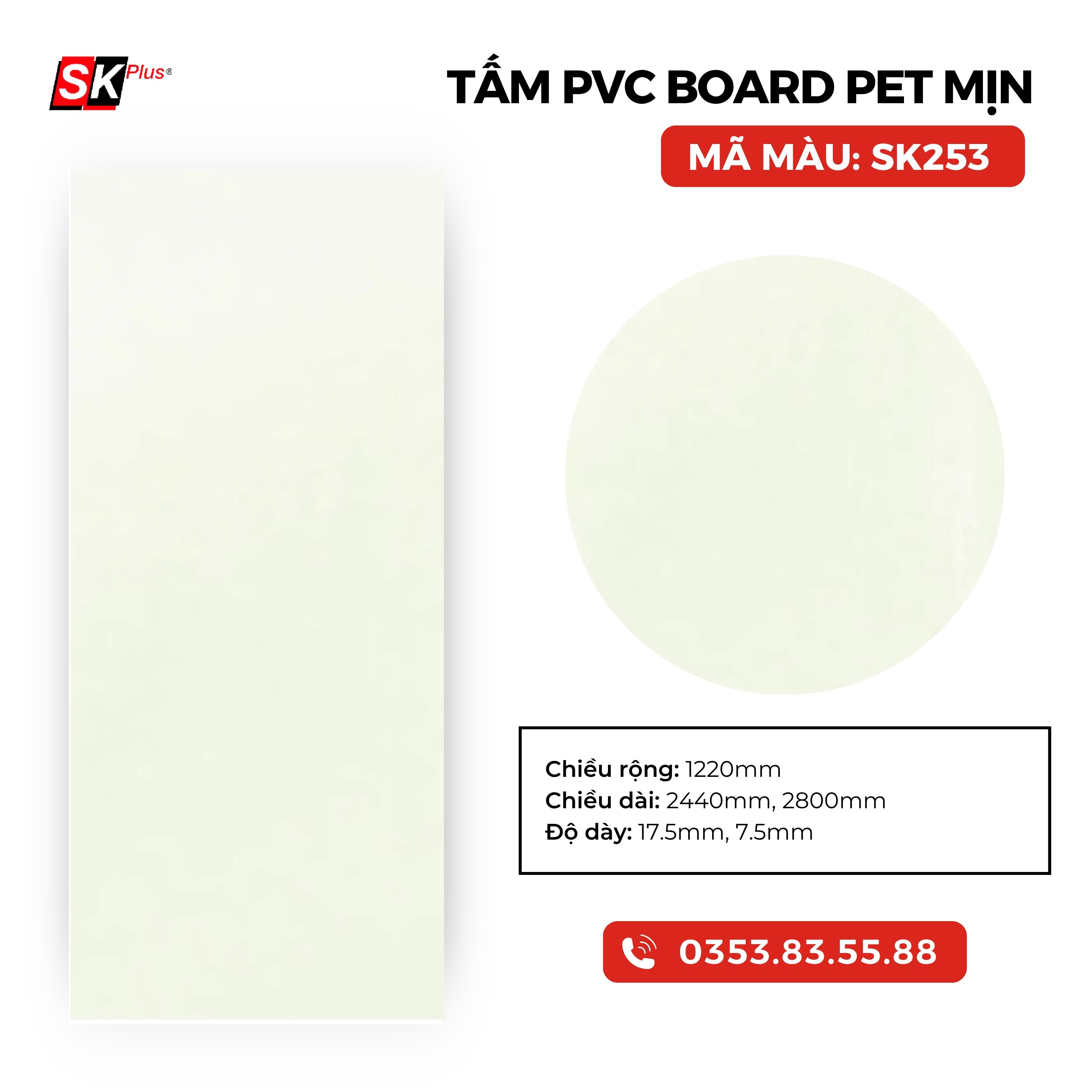 TẤM PVC BOARD PET MỊN CAO CẤP - MÃ SK253