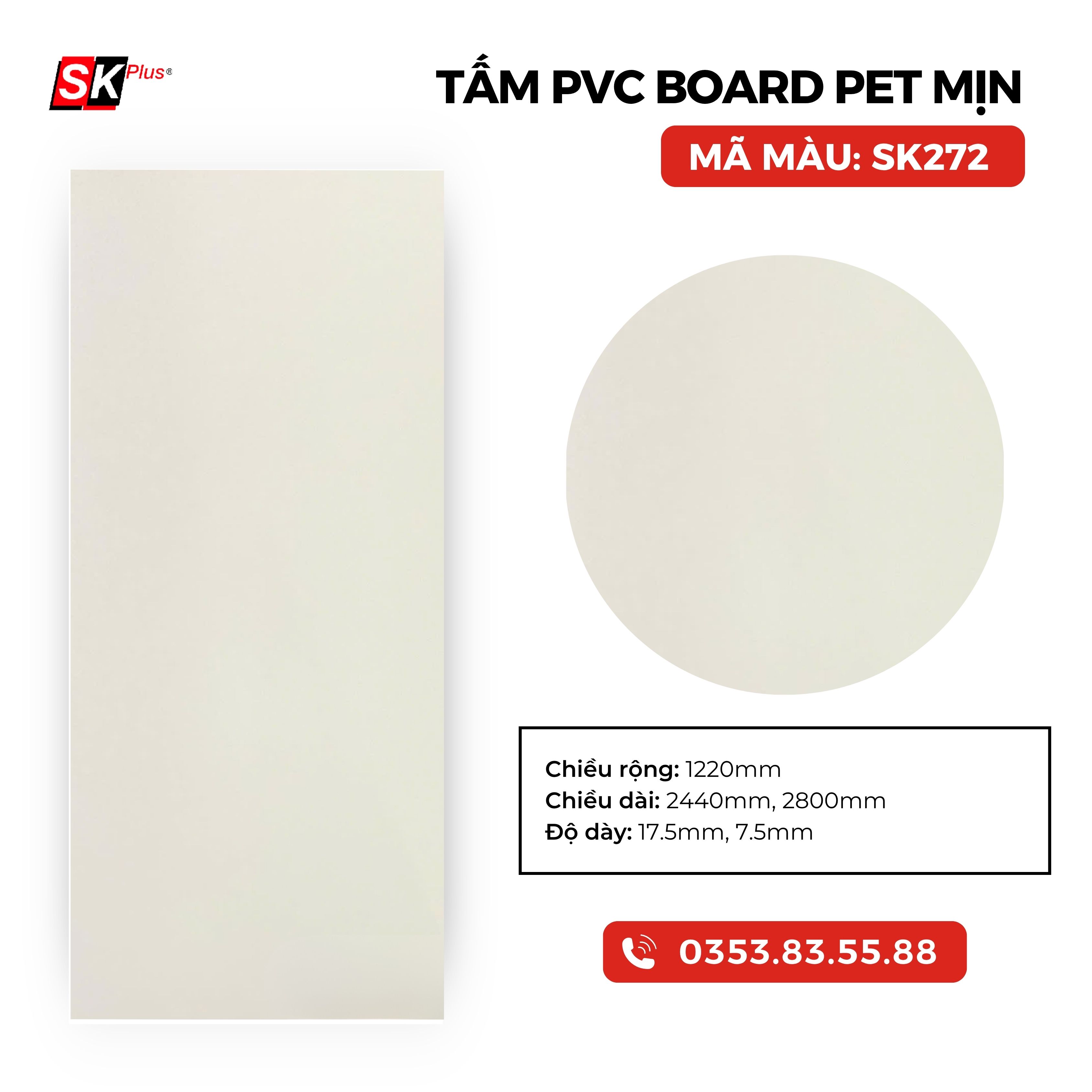 TẤM PVC BOARD PET MỊN CAO  - MÃ SK272