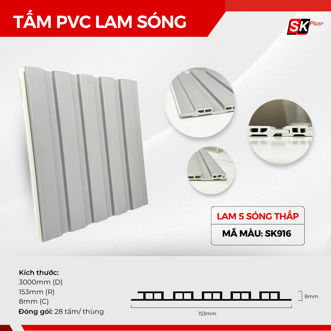 TẤM PVC LAM SÓNG CAO CẤP - MÃ SK916