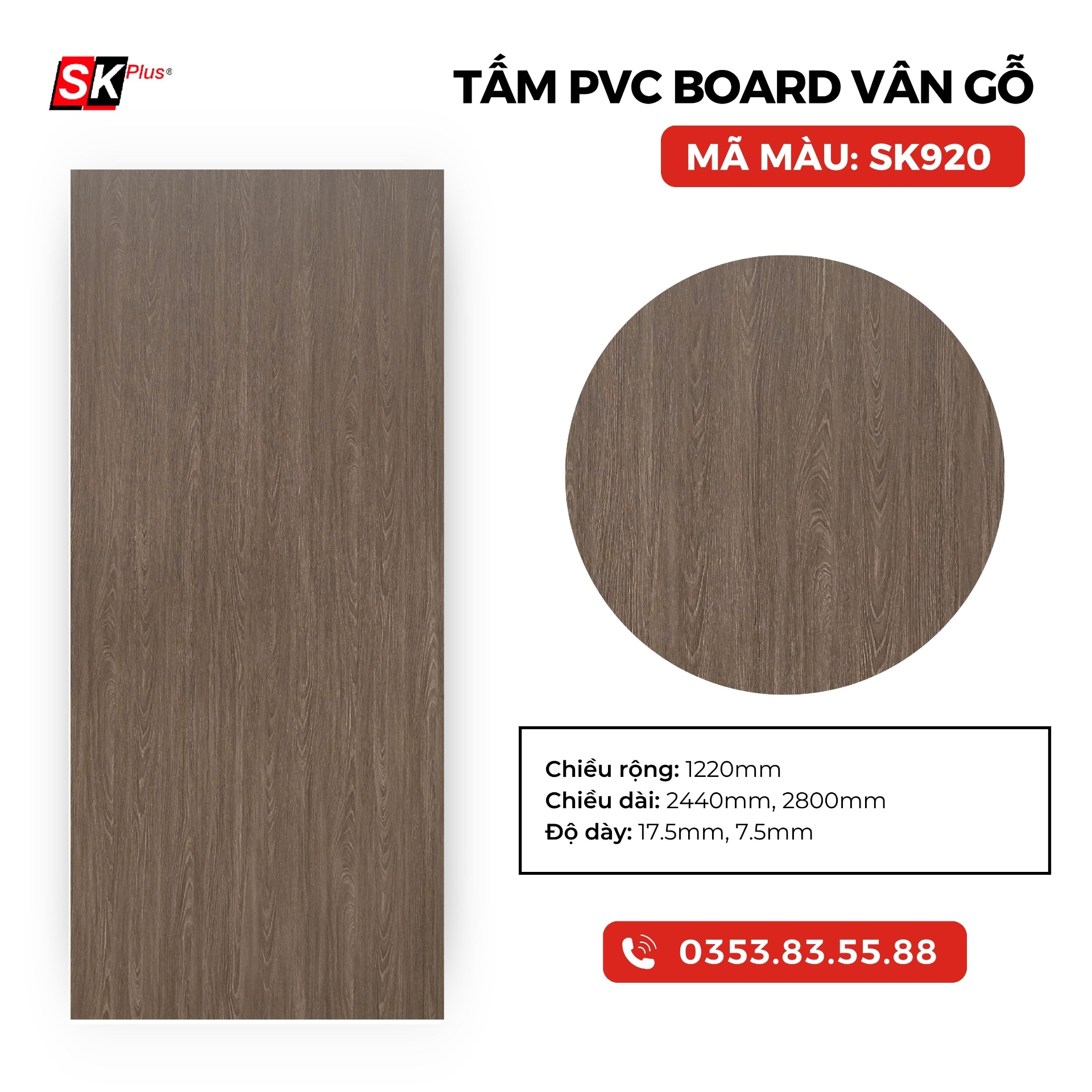 TẤM PVC BOARD VÂN GỖ CAO CẤP - MÃ SK920