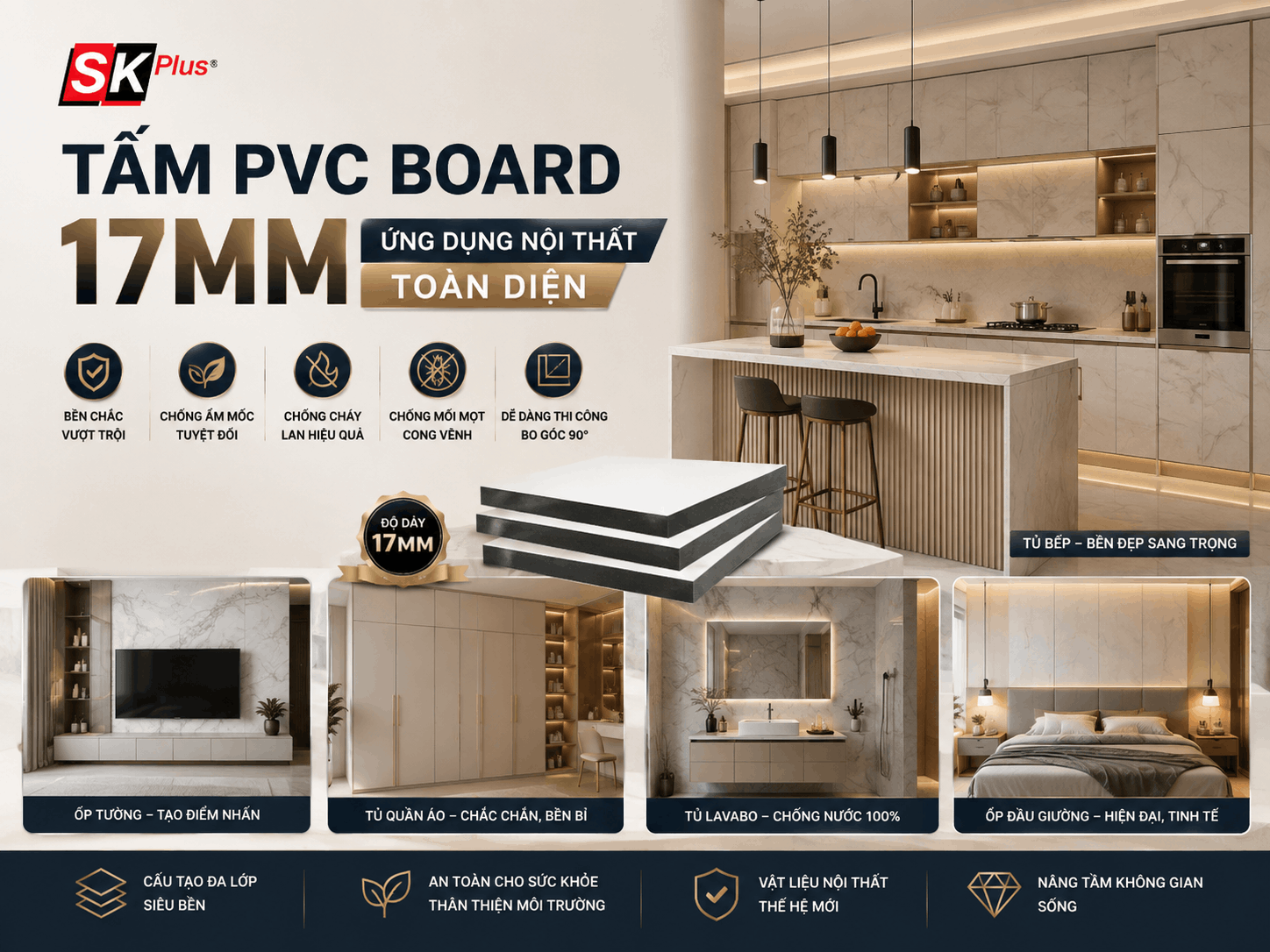Tấm PVC Board 17mm: Ứng Dụng Nội Thất Toàn Diện 2026
