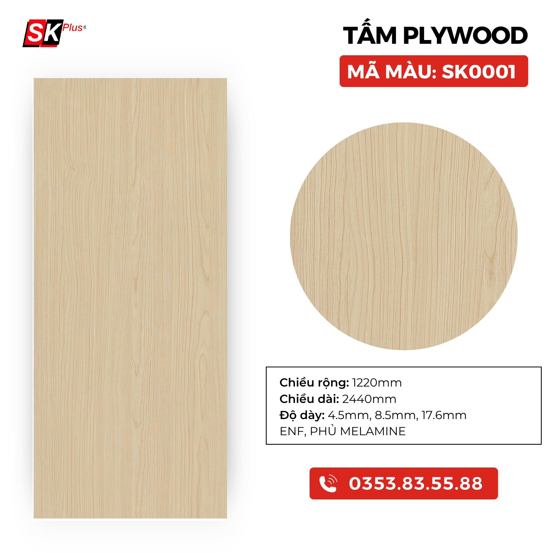 TẤM PLYWOOD PHỦ MELAMINE - SK0001