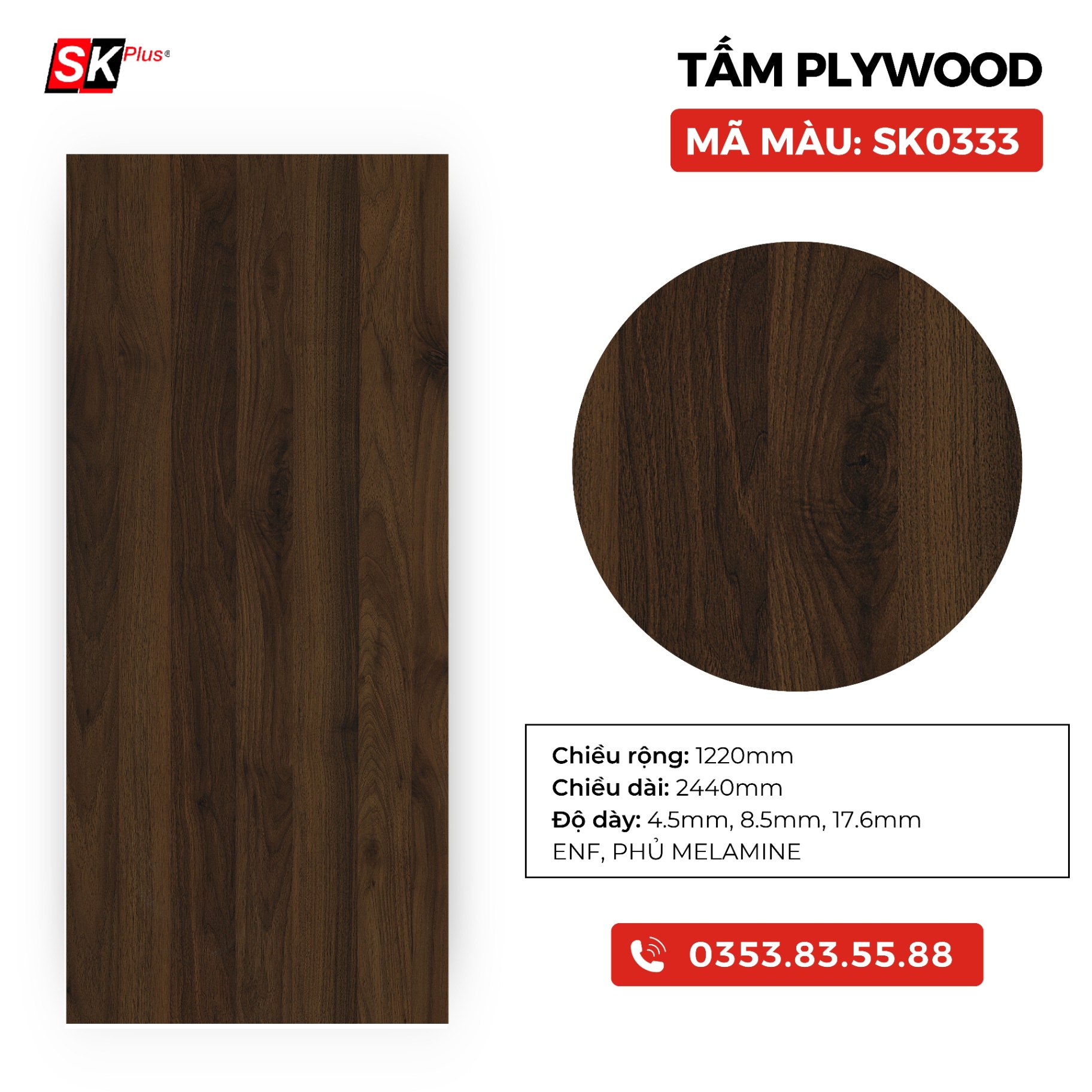 TẤM PLYWOOD PHỦ MELAMINE - SK0333