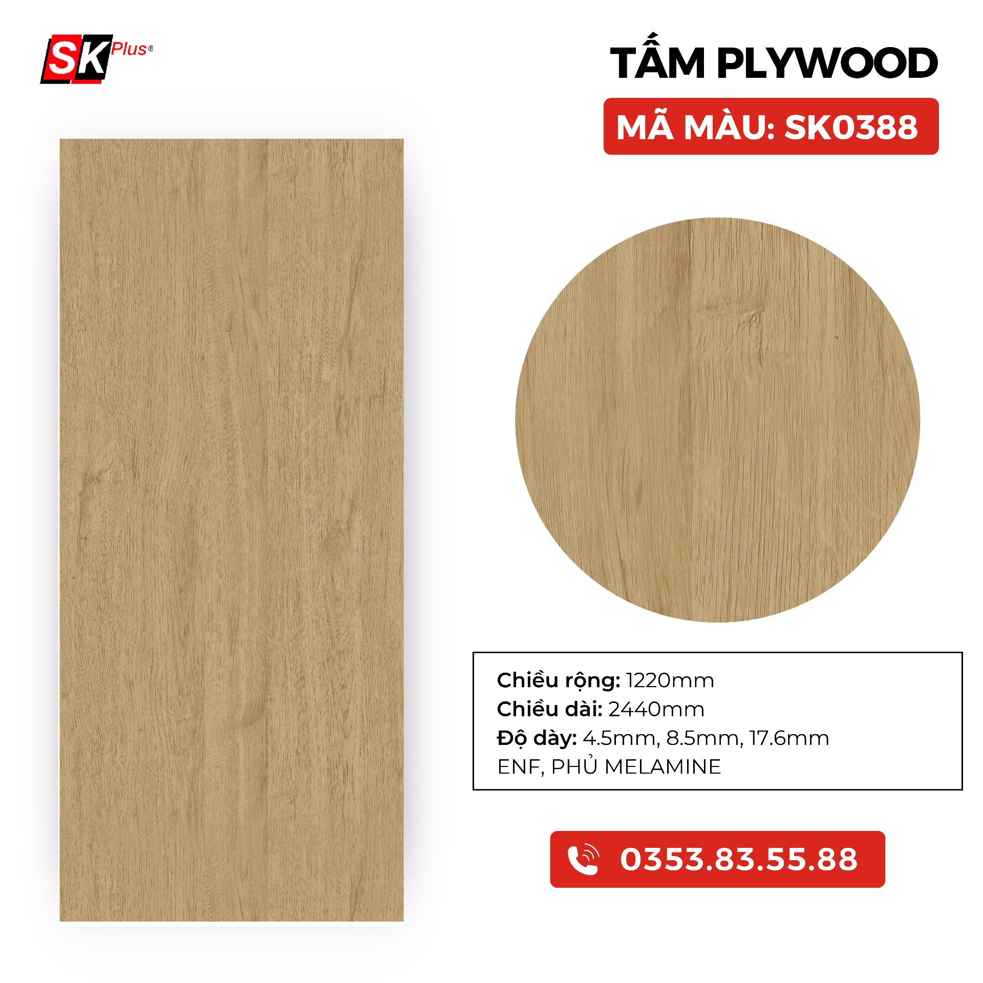 TẤM PLYWOOD PHỦ MELAMINE - SK0388