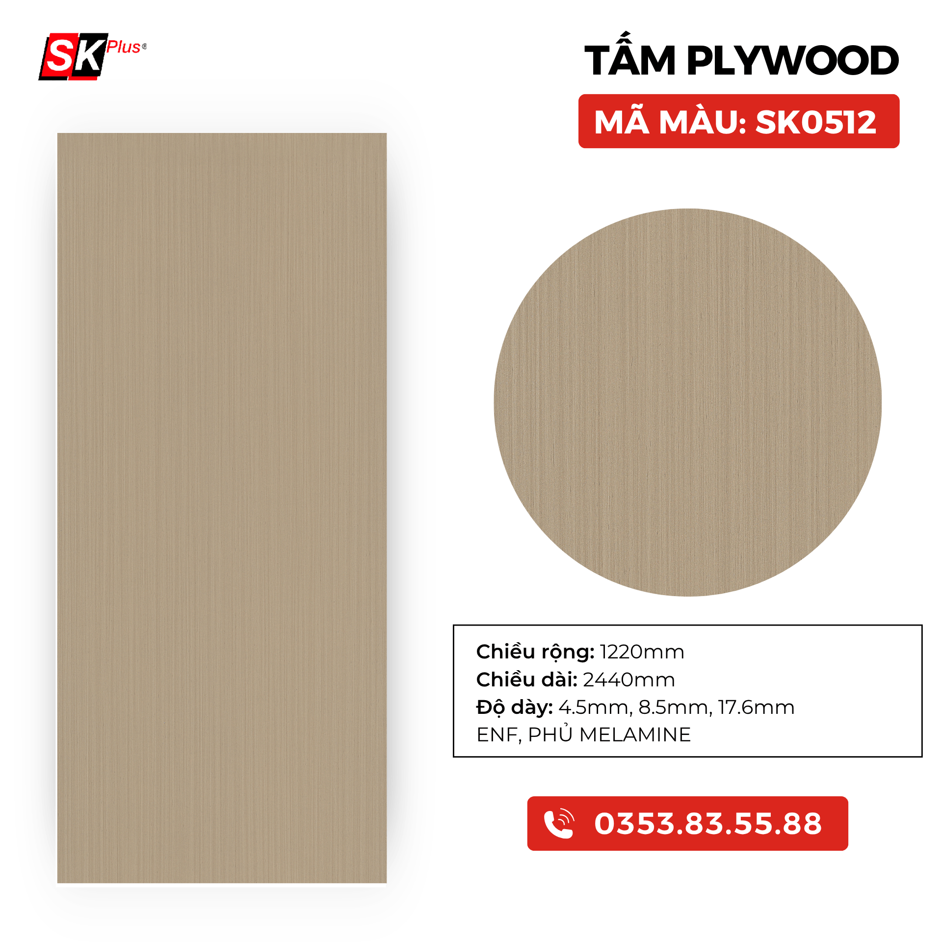 TẤM PLYWOOD PHỦ MELAMINE - SK0512