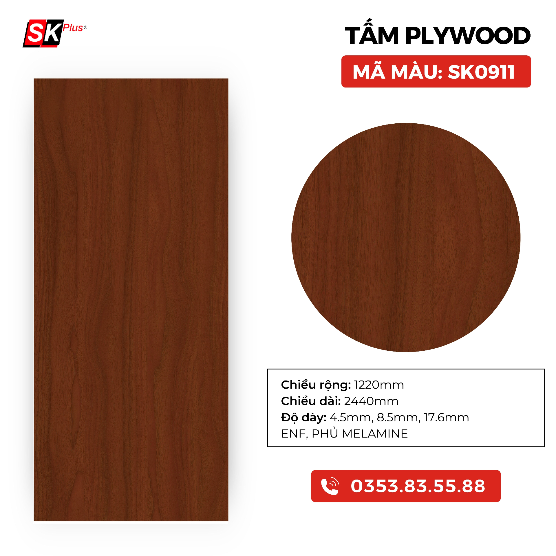 TẤM PLYWOOD PHỦ MELAMINE - SK0911