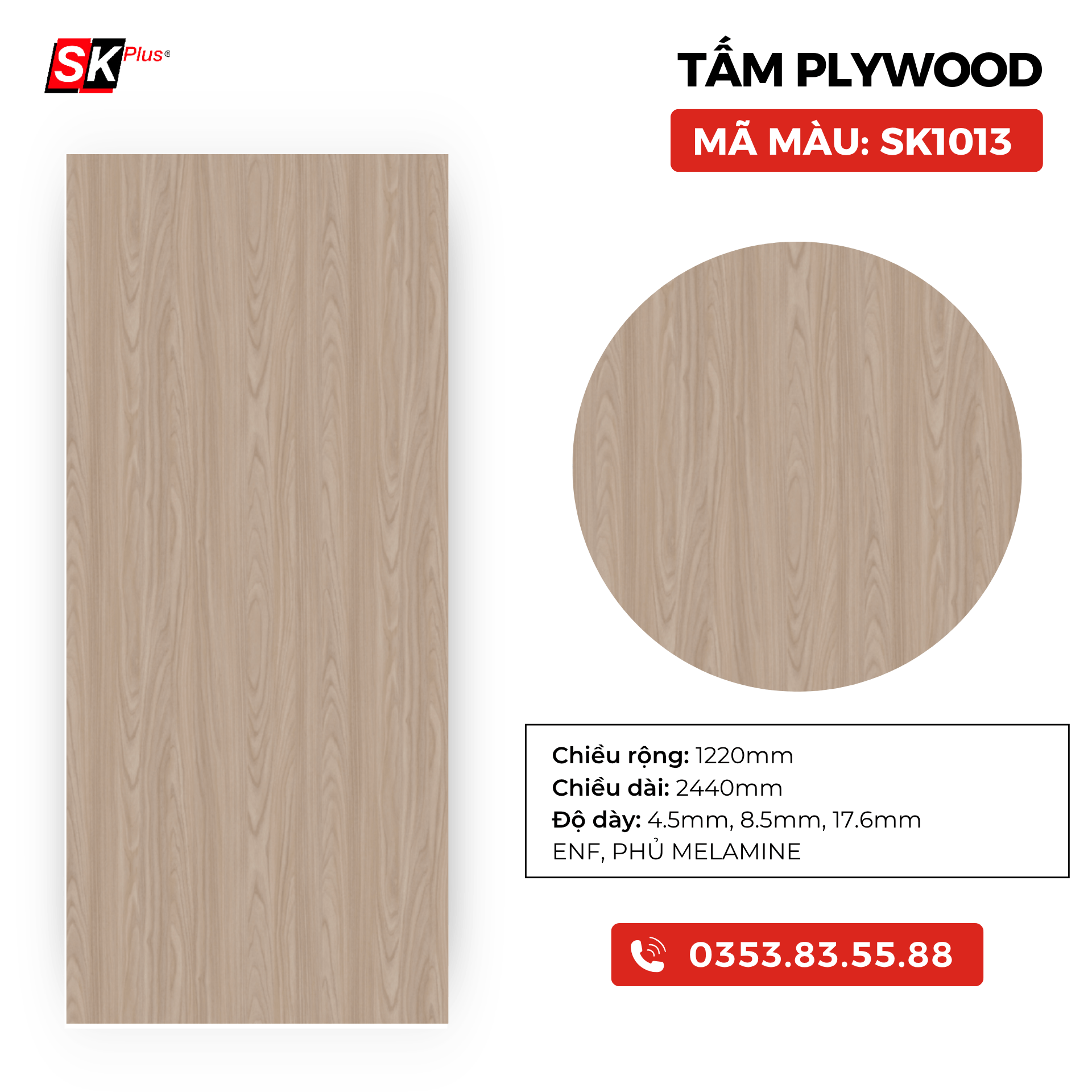 TẤM PLYWOOD PHỦ MELAMINE - SK1013