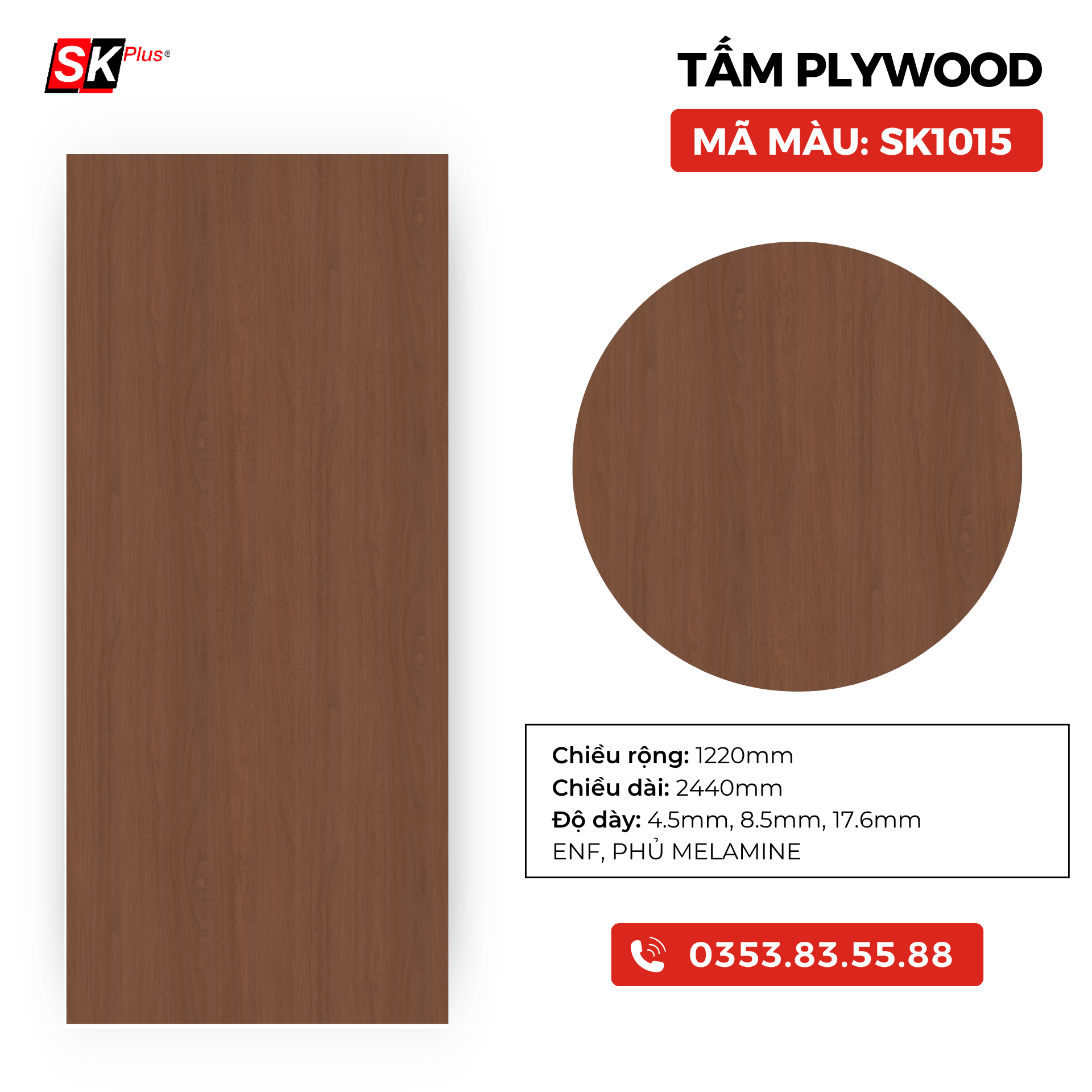 TẤM PLYWOOD PHỦ MELAMINE - SK1015