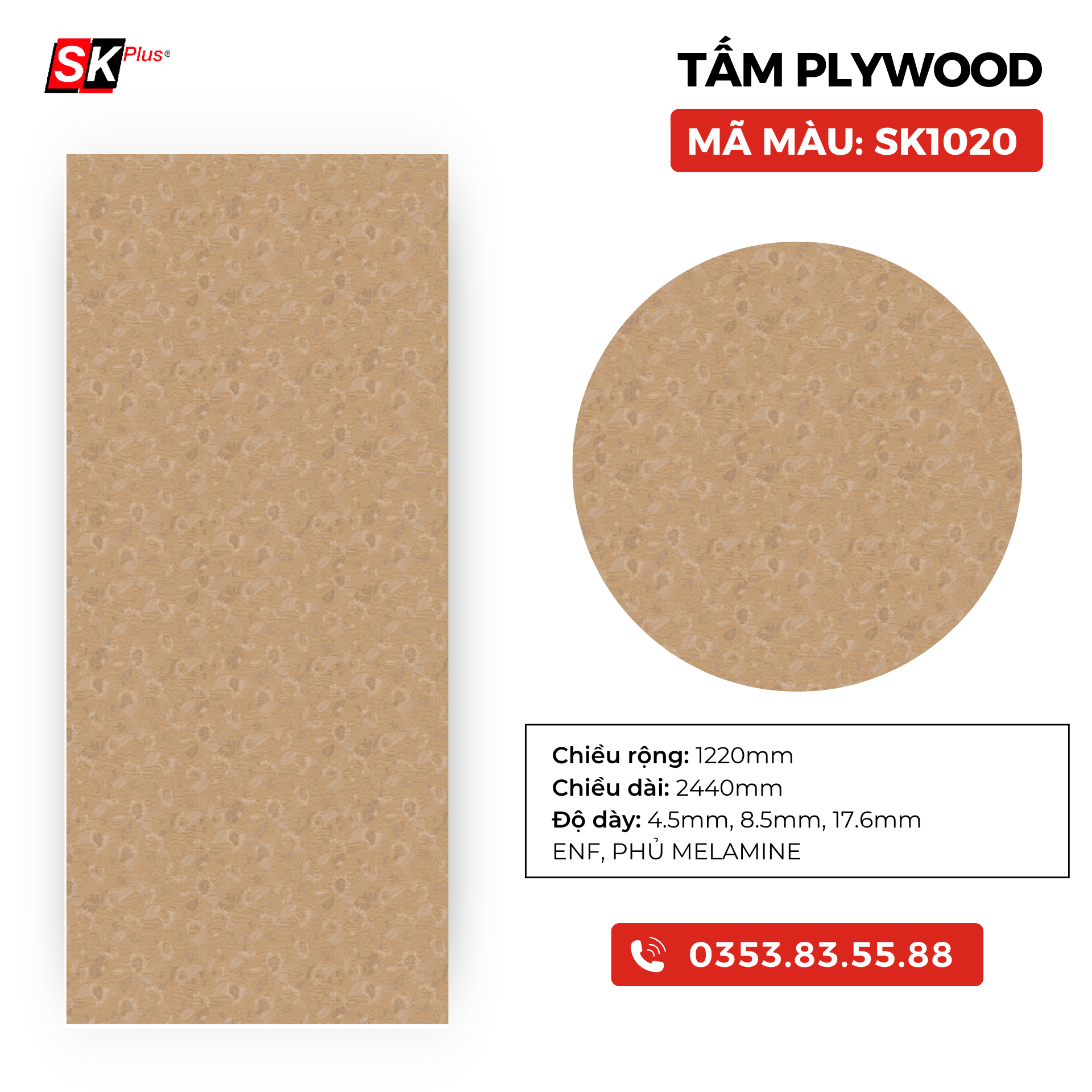 TẤM PLYWOOD PHỦ MELAMINE - SK1020
