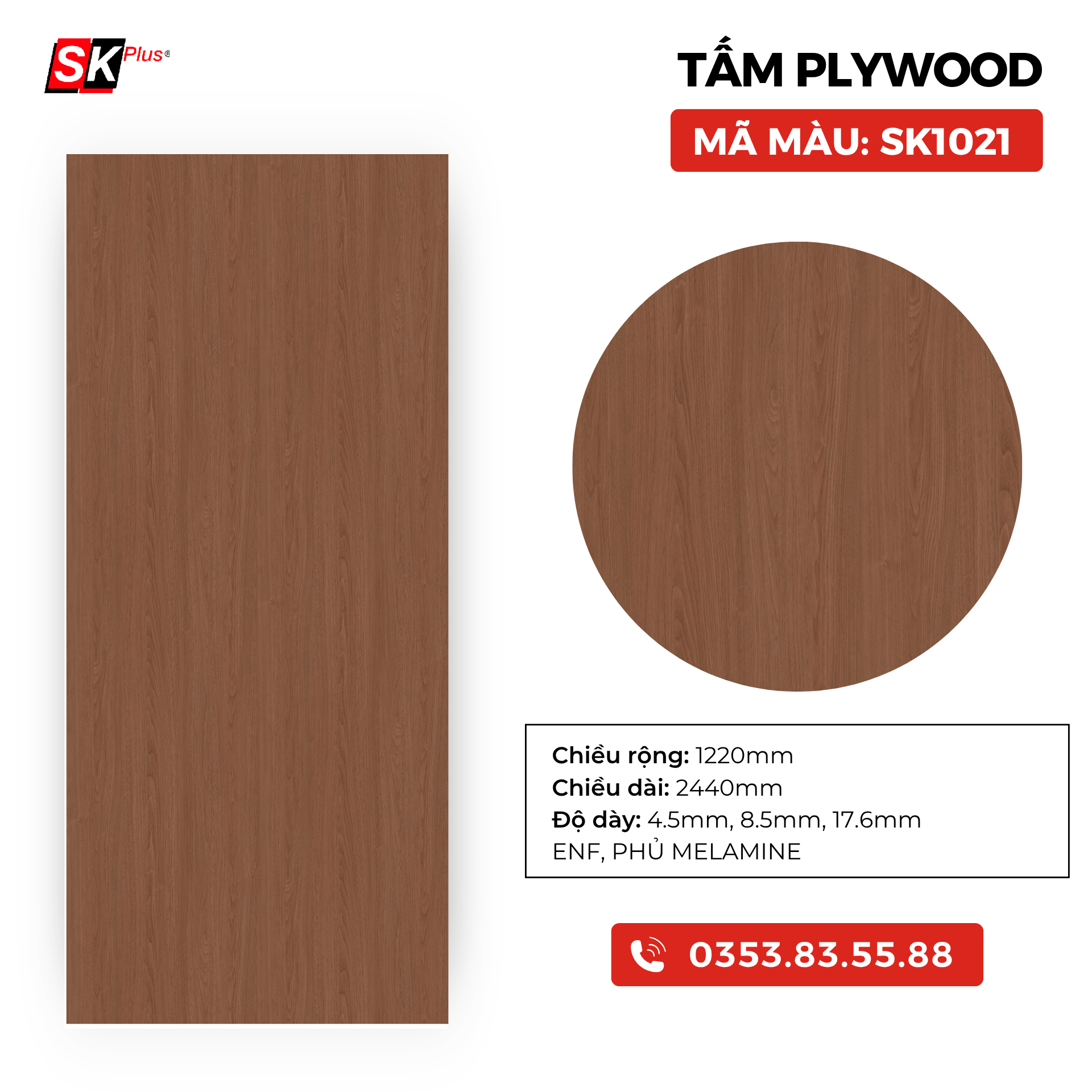 TẤM PLYWOOD PHỦ MELAMINE - SK1021