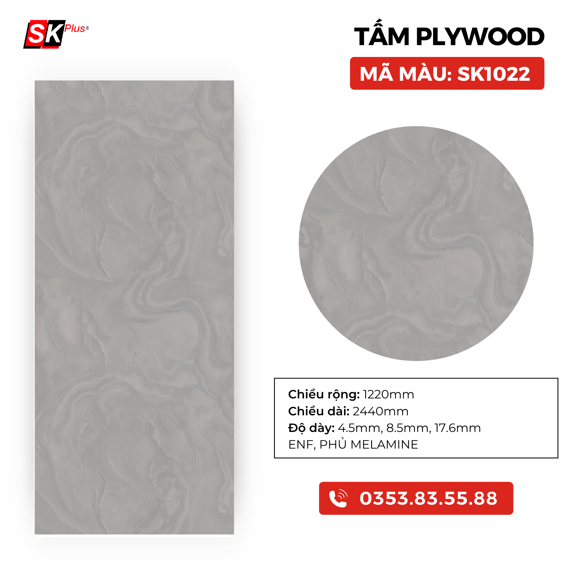 TẤM PLYWOOD PHỦ MELAMINE - SK1022