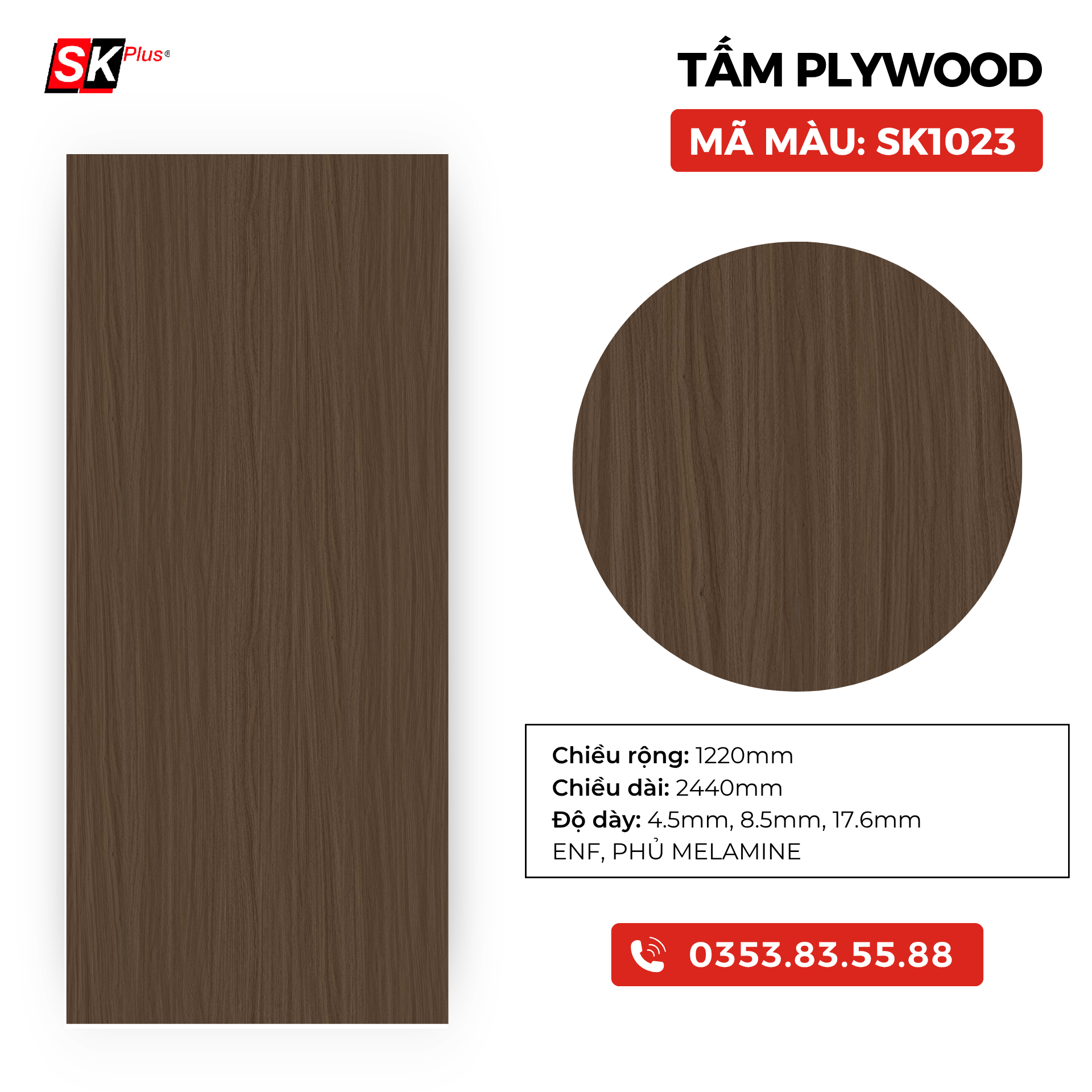 TẤM PLYWOOD PHỦ MELAMINE - SK1023