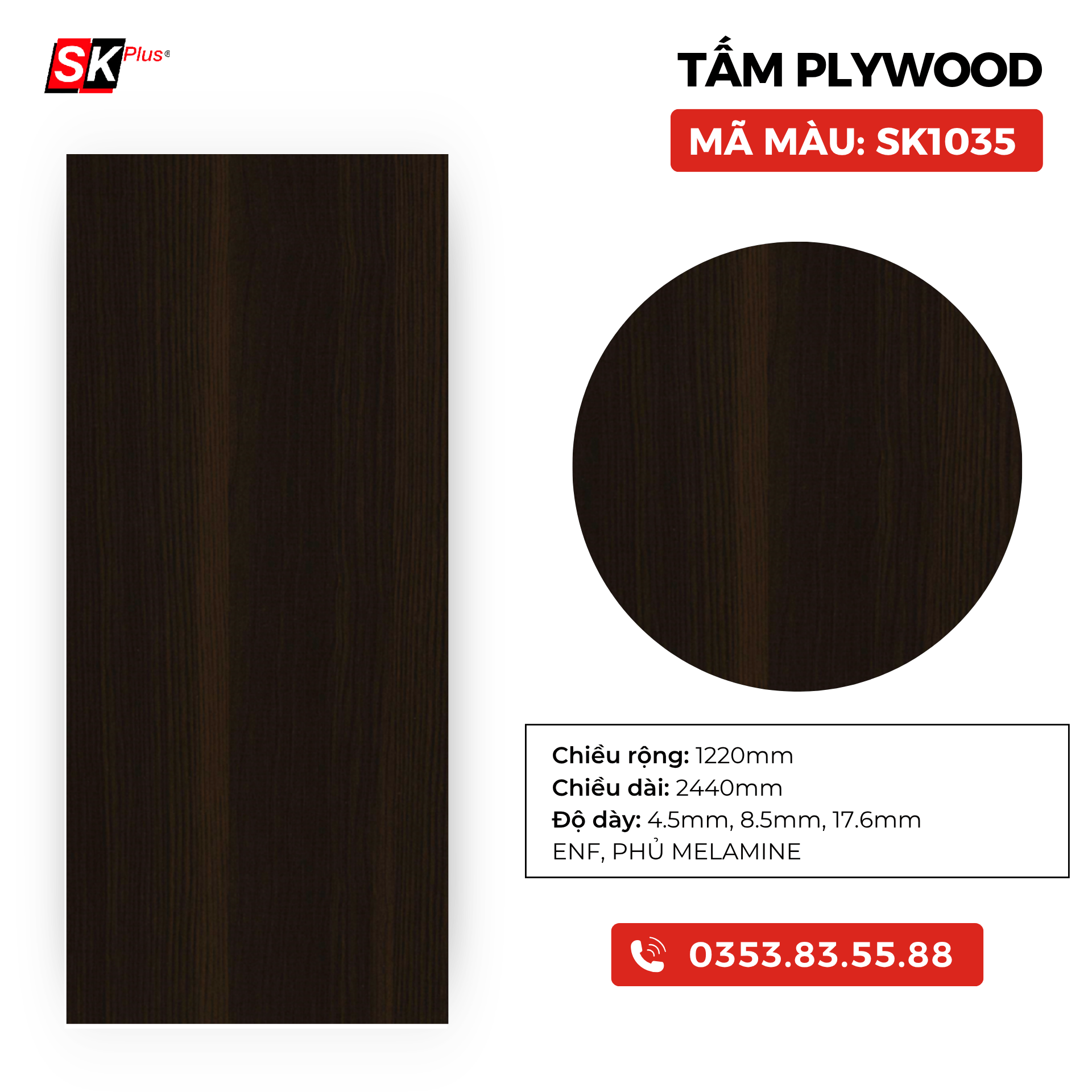 TẤM PLYWOOD PHỦ MELAMINE - SK1035