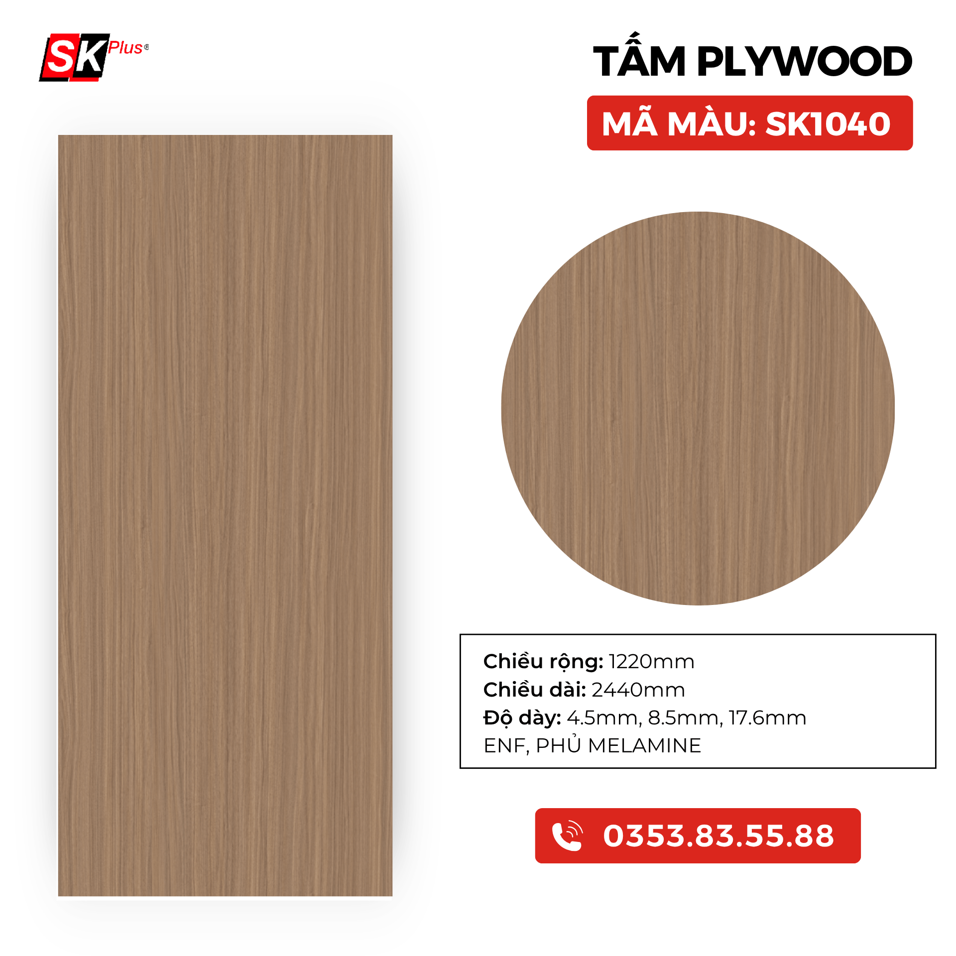 TẤM PLYWOOD PHỦ MELAMINE - SK1040
