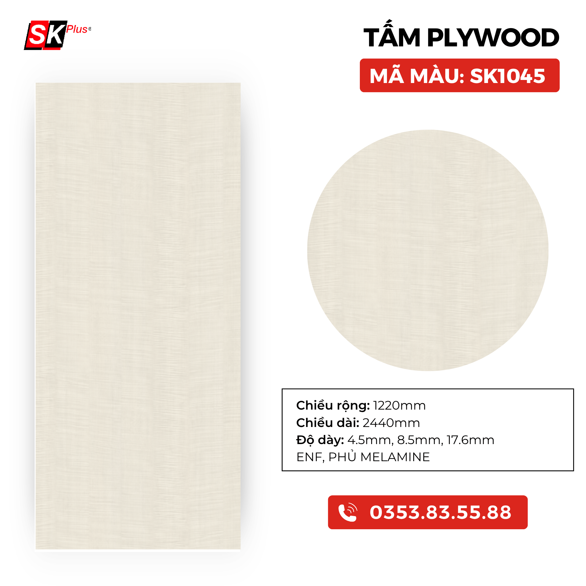 TẤM PLYWOOD PHỦ MELAMINE - SK1045