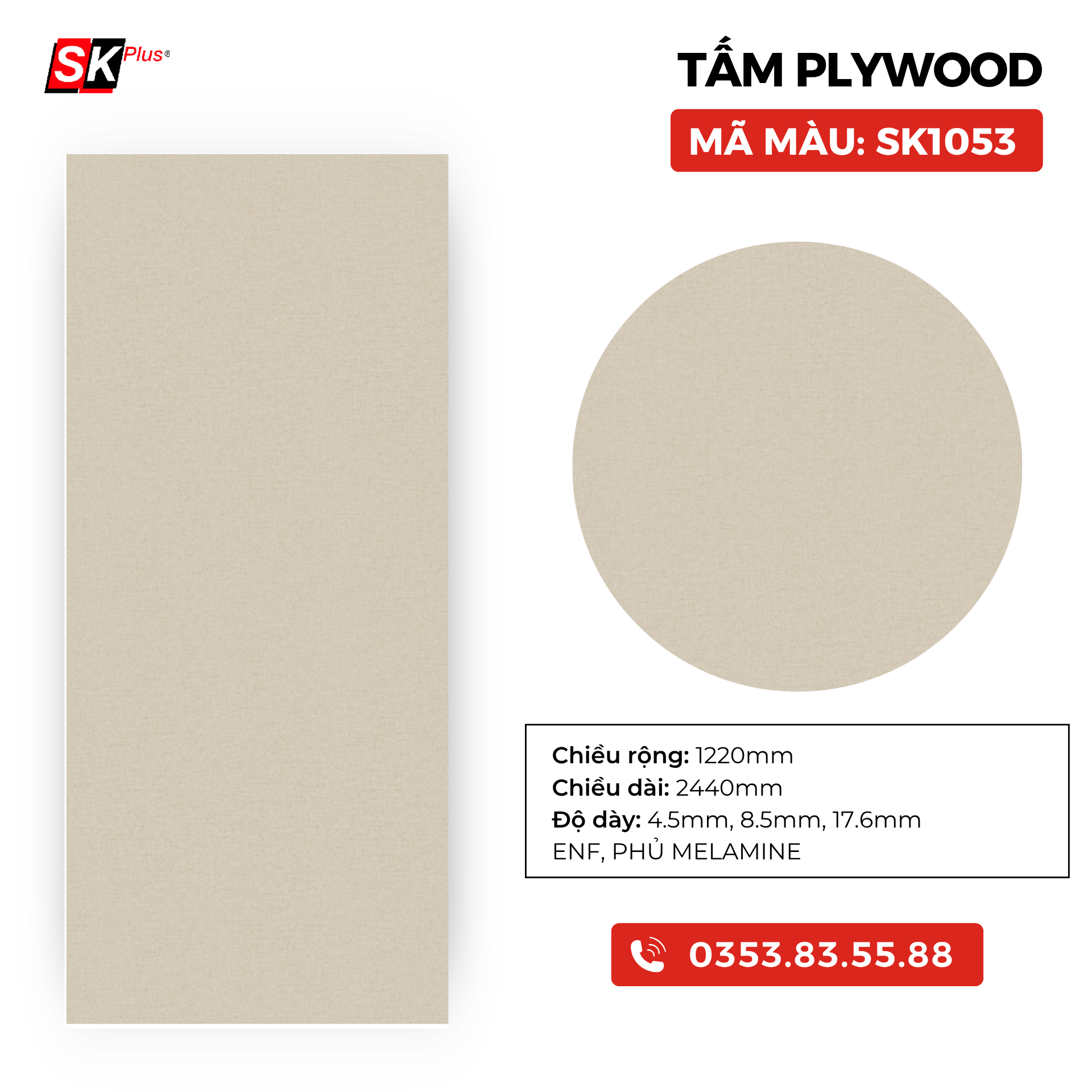 TẤM PLYWOOD PHỦ MELAMINE - SK1053