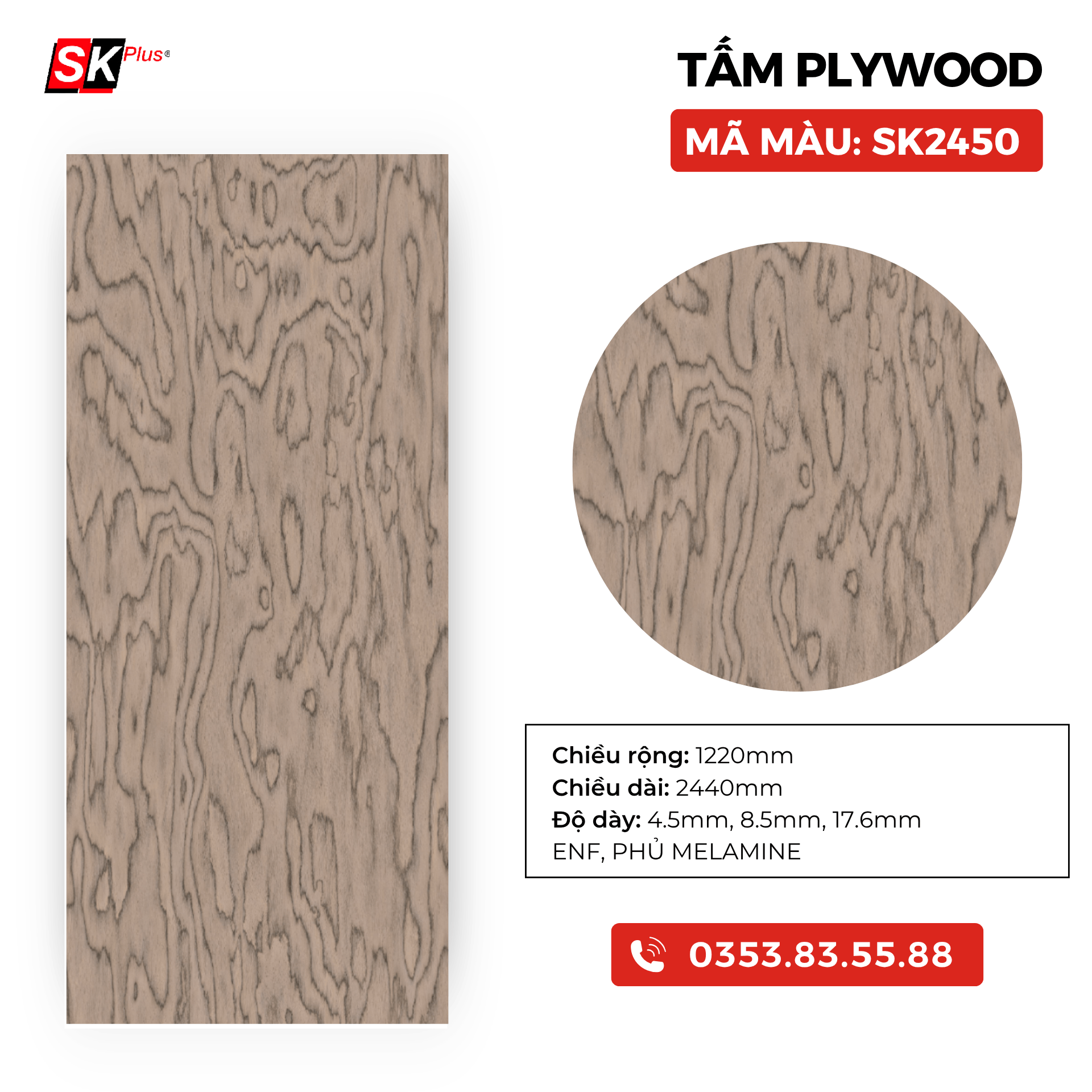 TẤM PLYWOOD PHỦ MELAMINE - SK2450