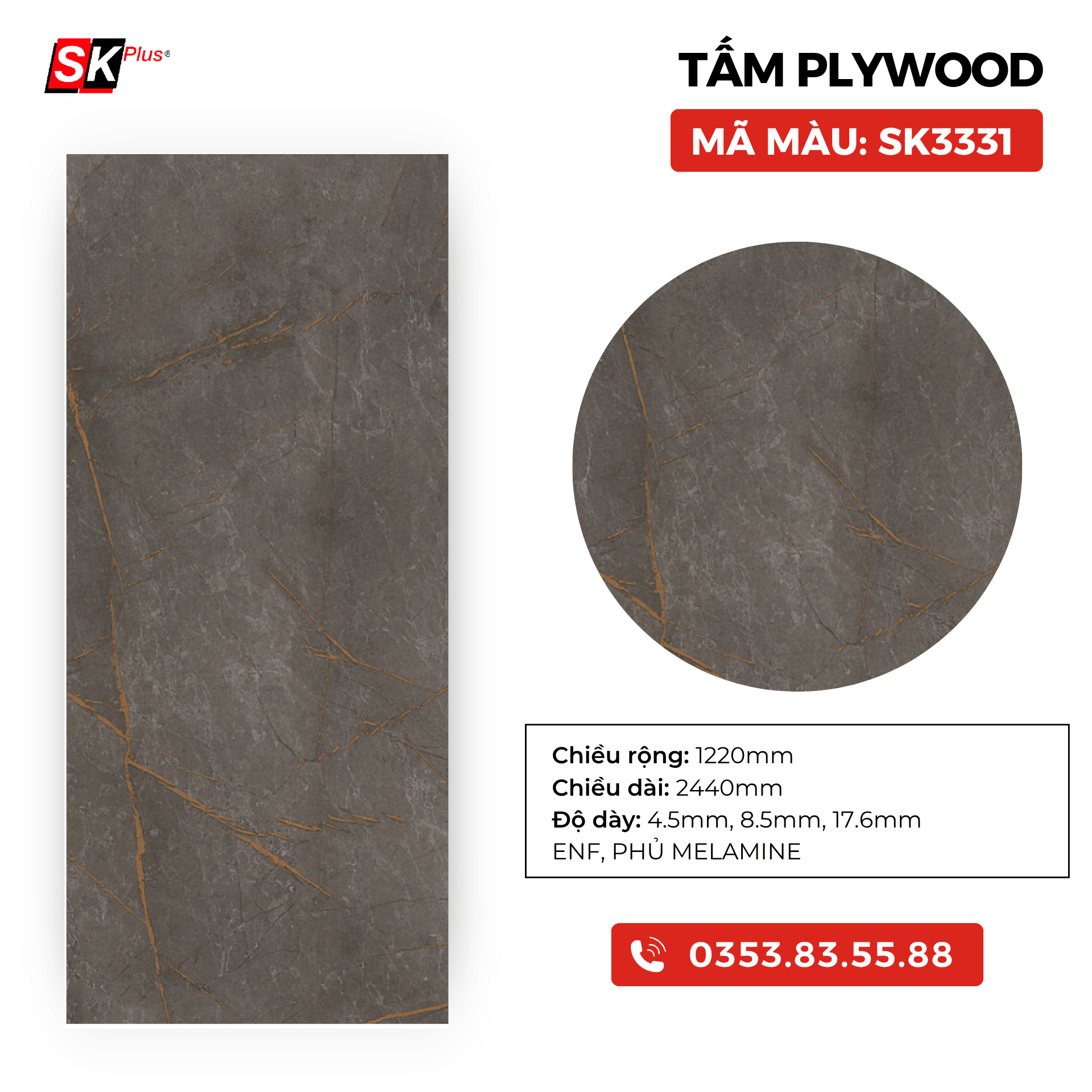 TẤM PLYWOOD PHỦ MELAMINE - SK3331