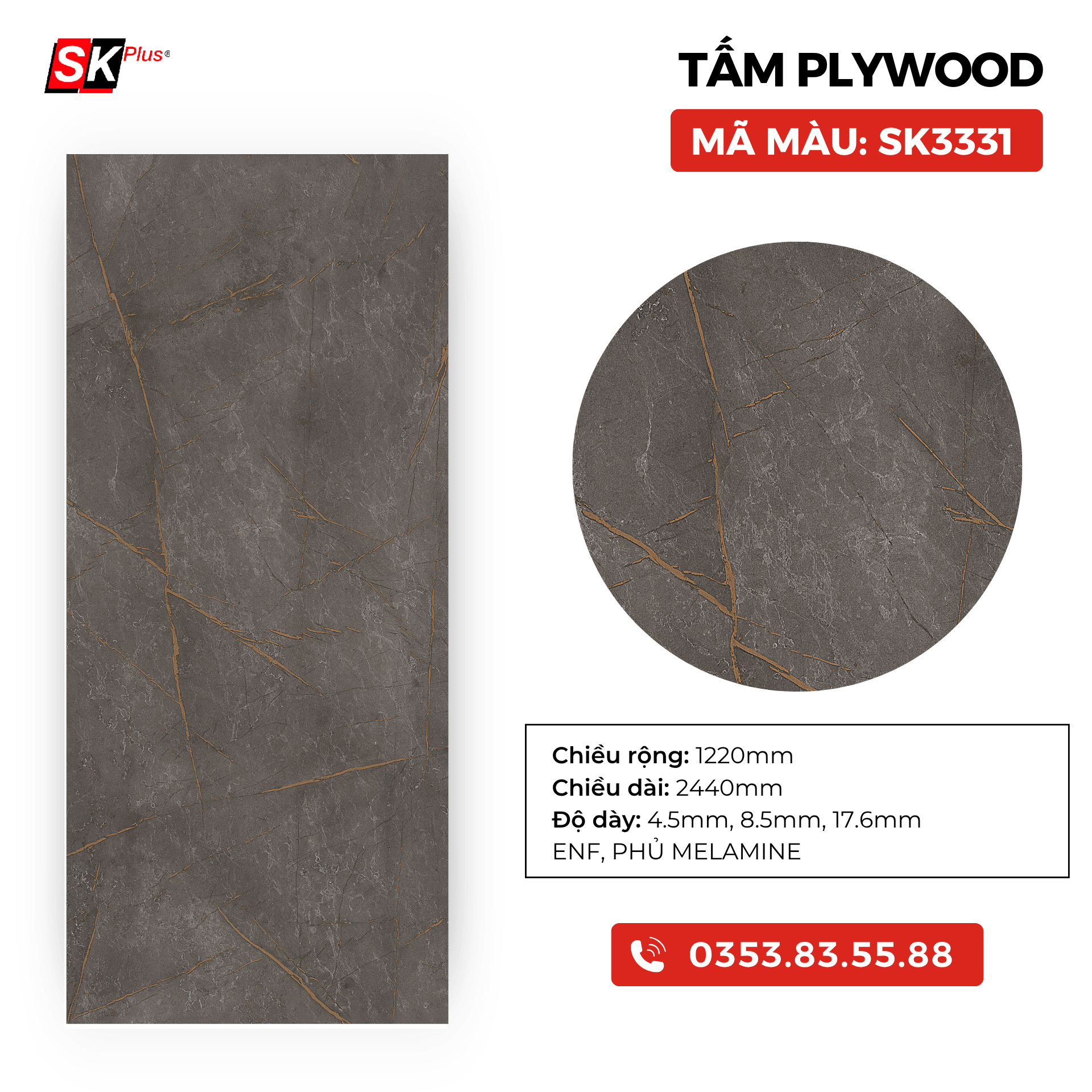 TẤM PLYWOOD PHỦ MELAMINE - SK3331