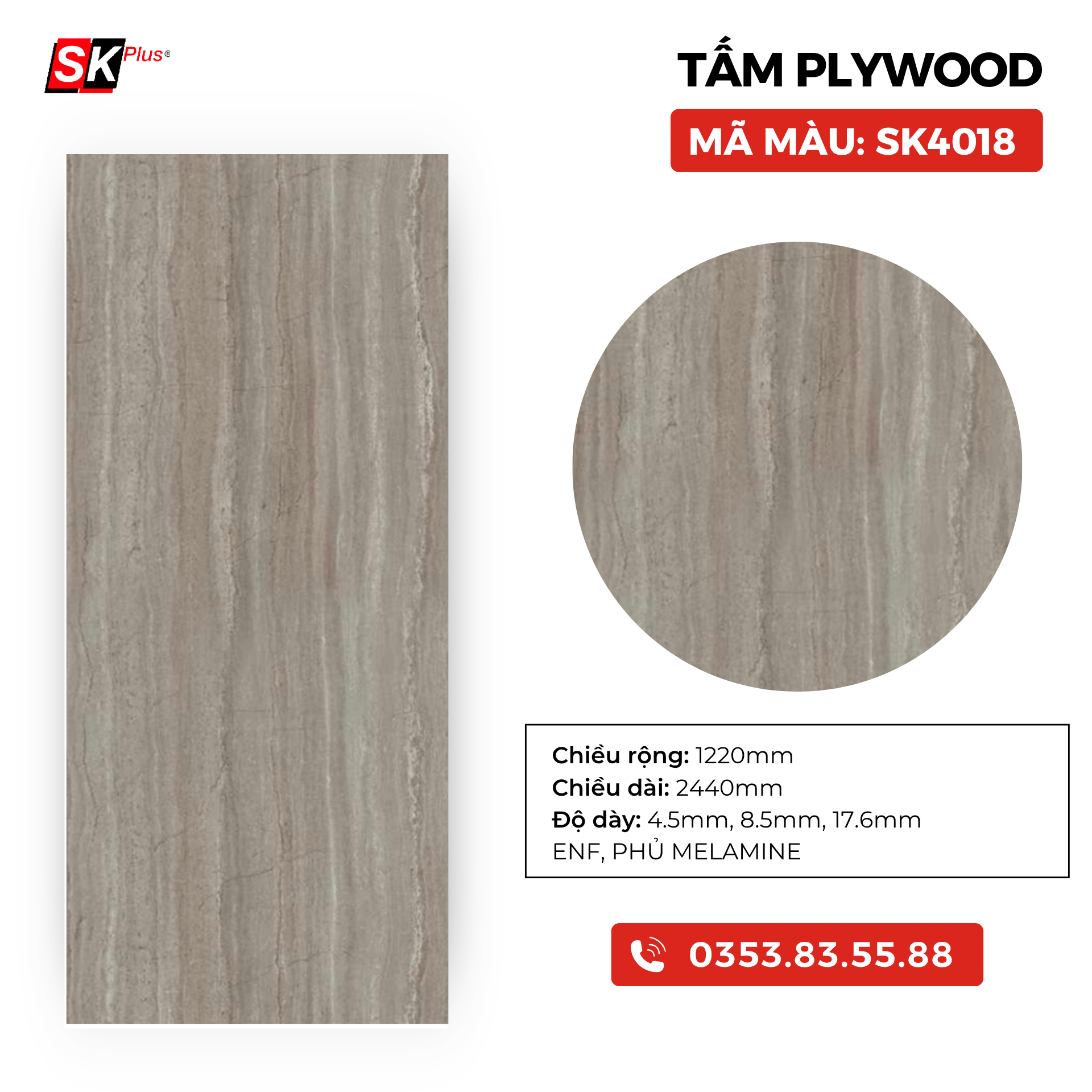 TẤM PLYWOOD PHỦ MELAMINE - SK4018