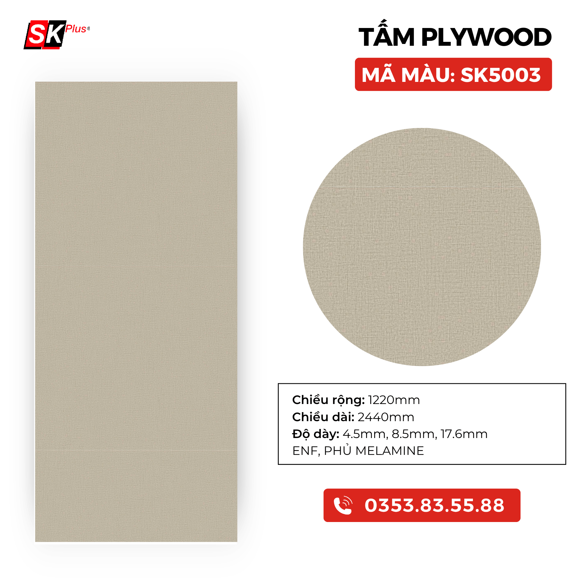 TẤM PLYWOOD PHỦ MELAMINE - SK5003