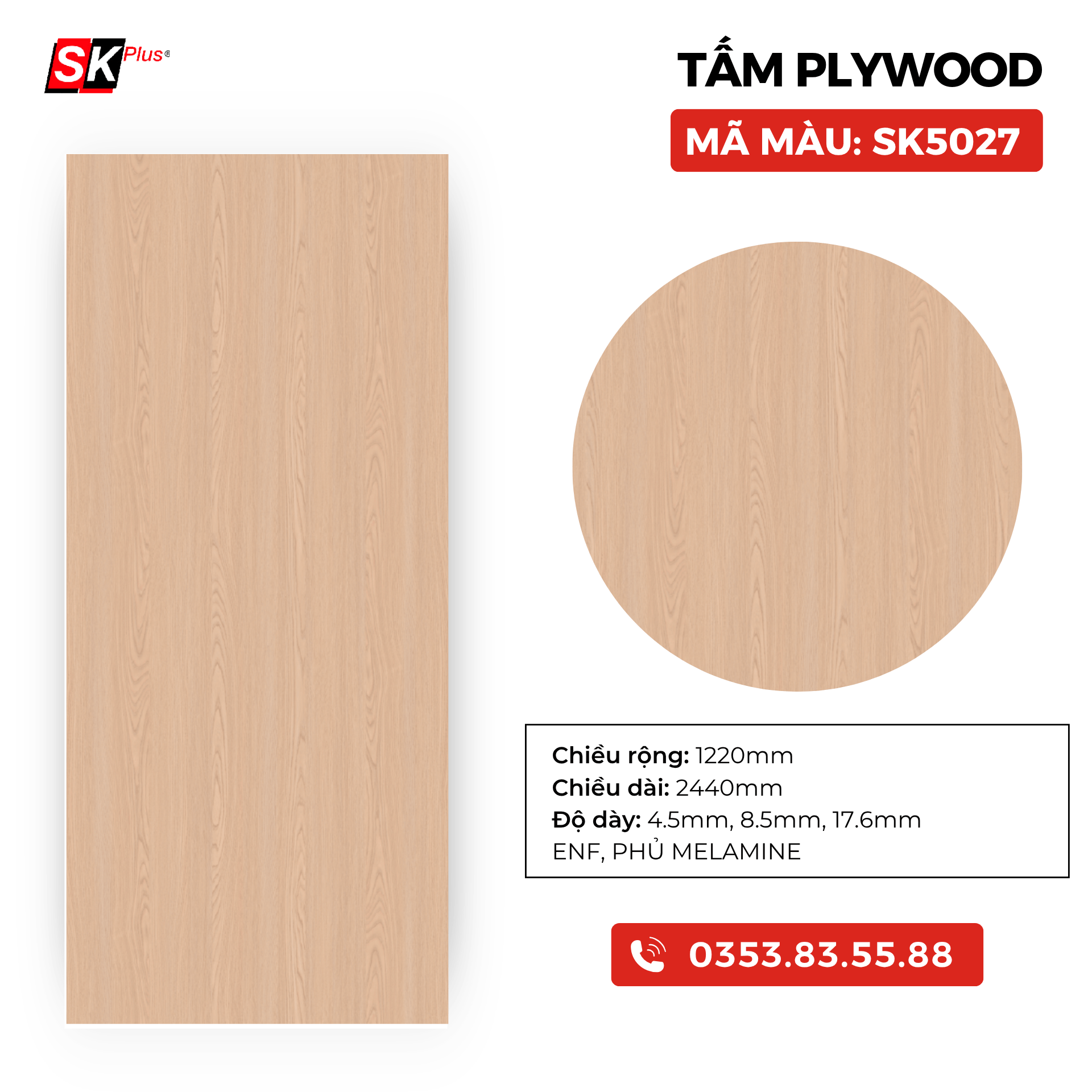 TẤM PLYWOOD PHỦ MELAMINE - SK5027