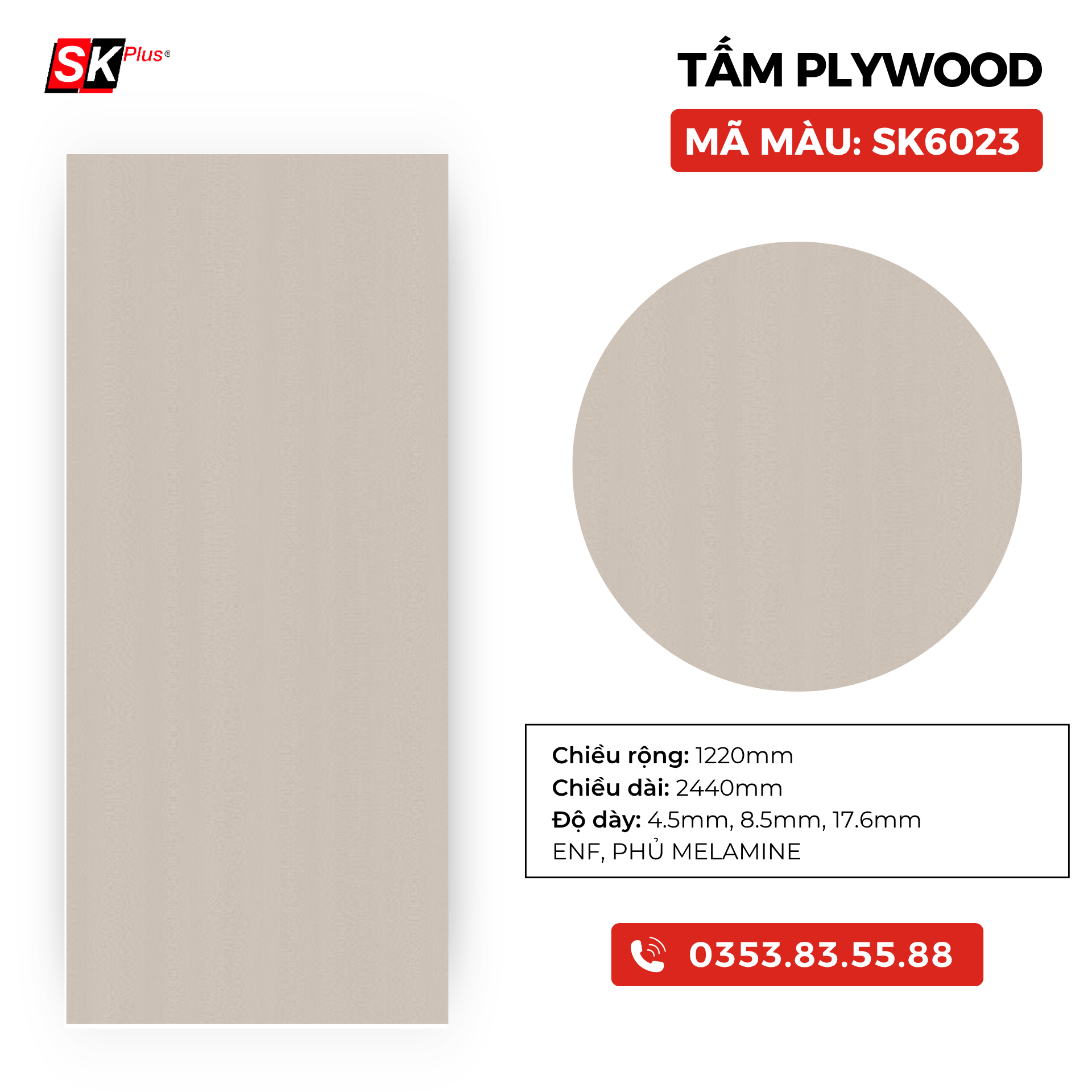 TẤM PLYWOOD PHỦ MELAMINE - SK6023