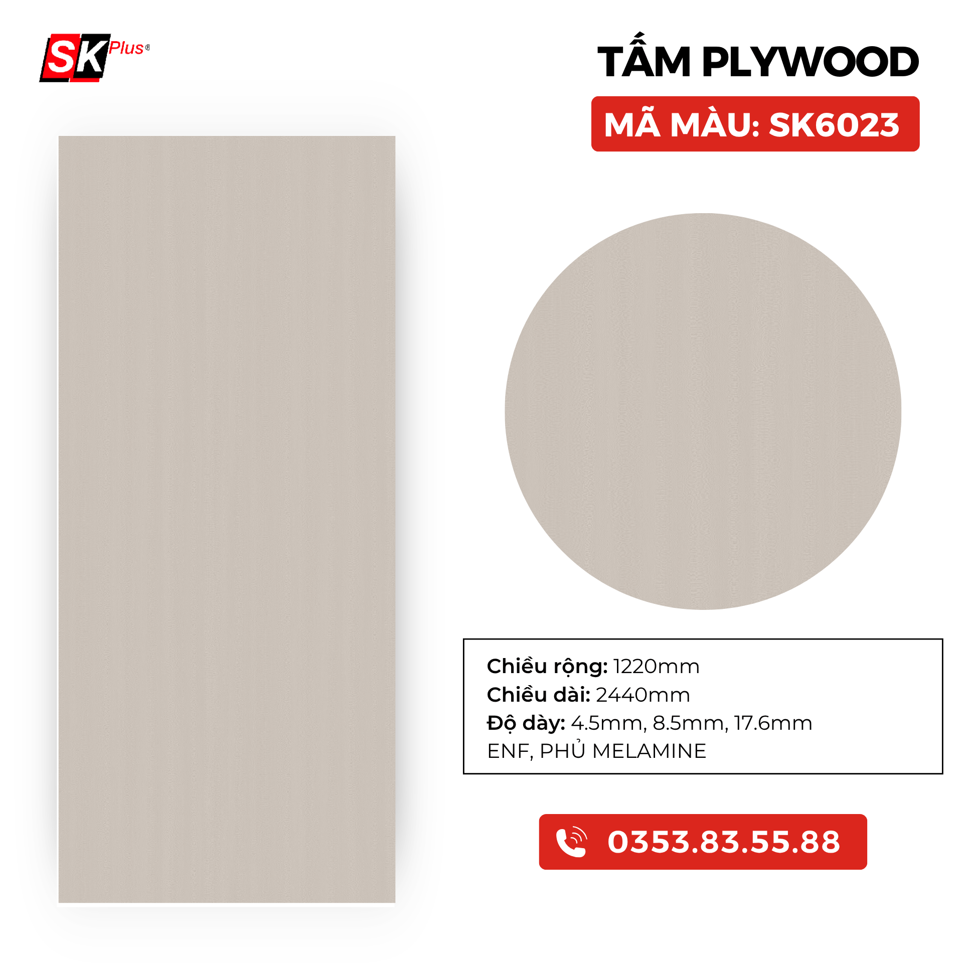TẤM PLYWOOD PHỦ MELAMINE - SK6023