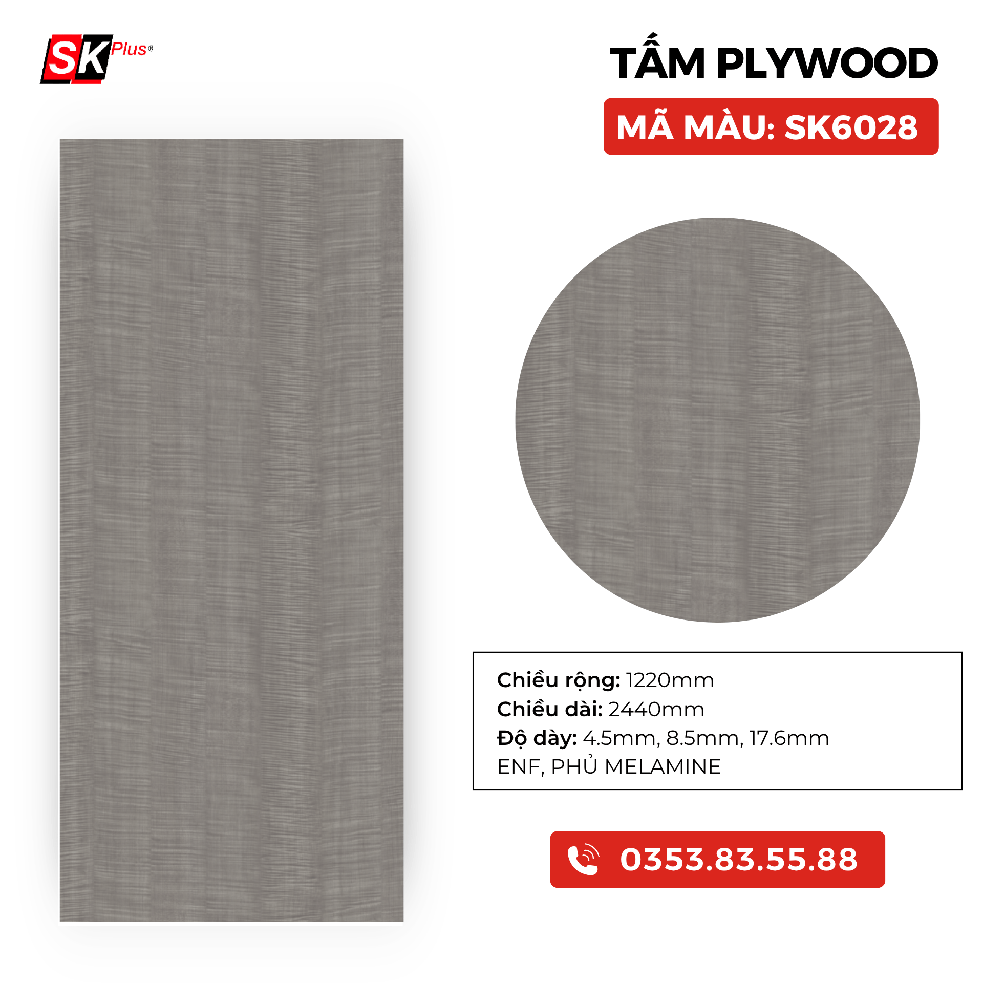 TẤM PLYWOOD PHỦ MELAMINE - SK6028