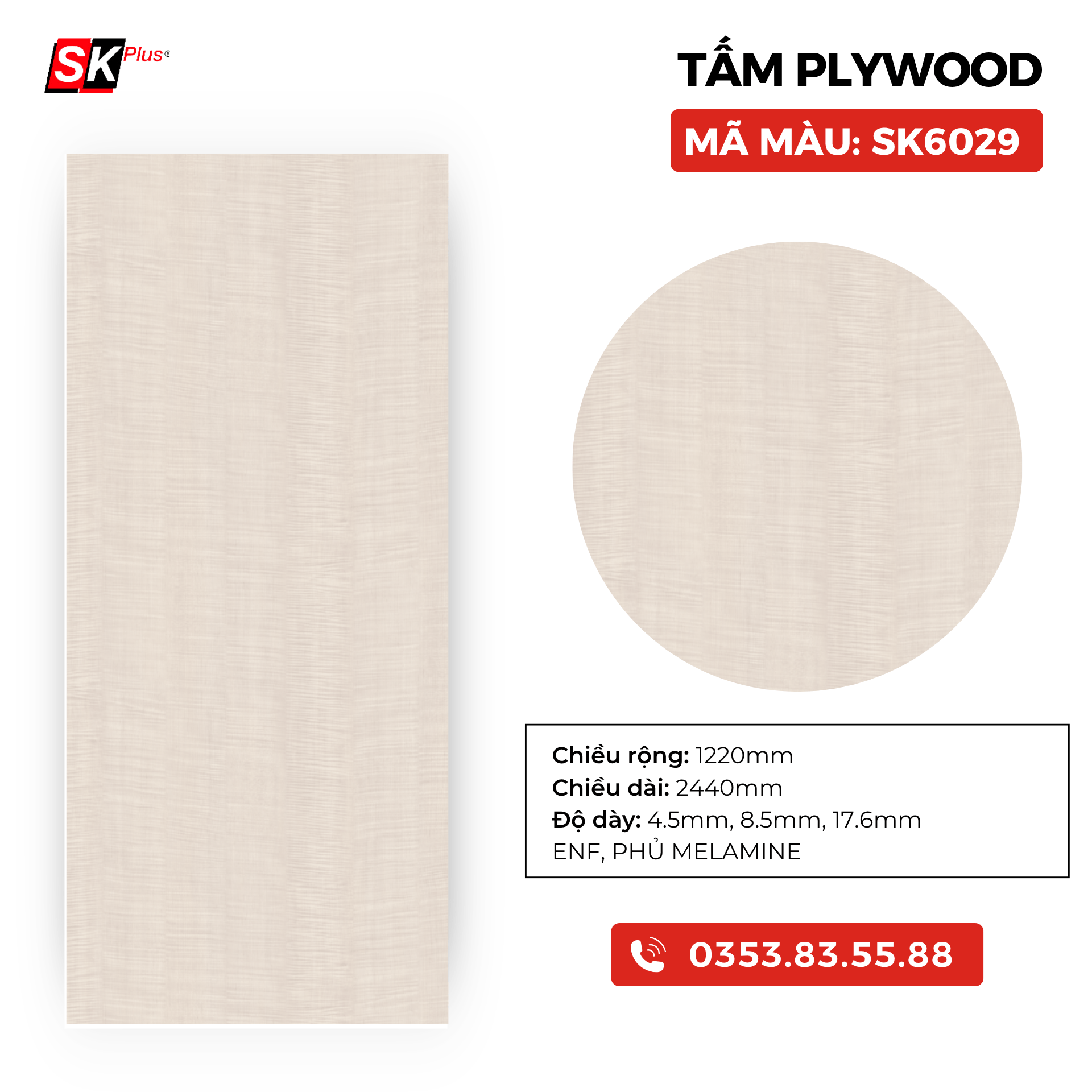TẤM PLYWOOD PHỦ MELAMINE - SK6029
