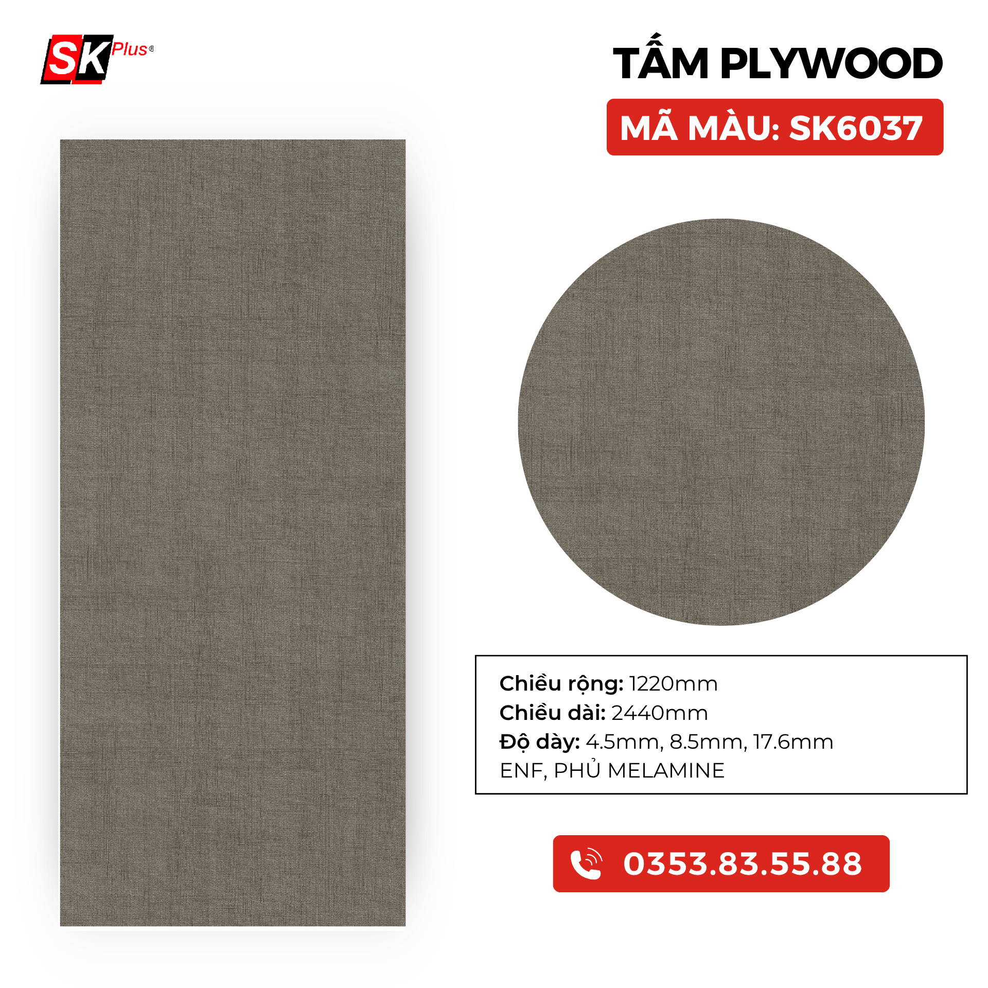 TẤM PLYWOOD PHỦ MELAMINE - SK6037