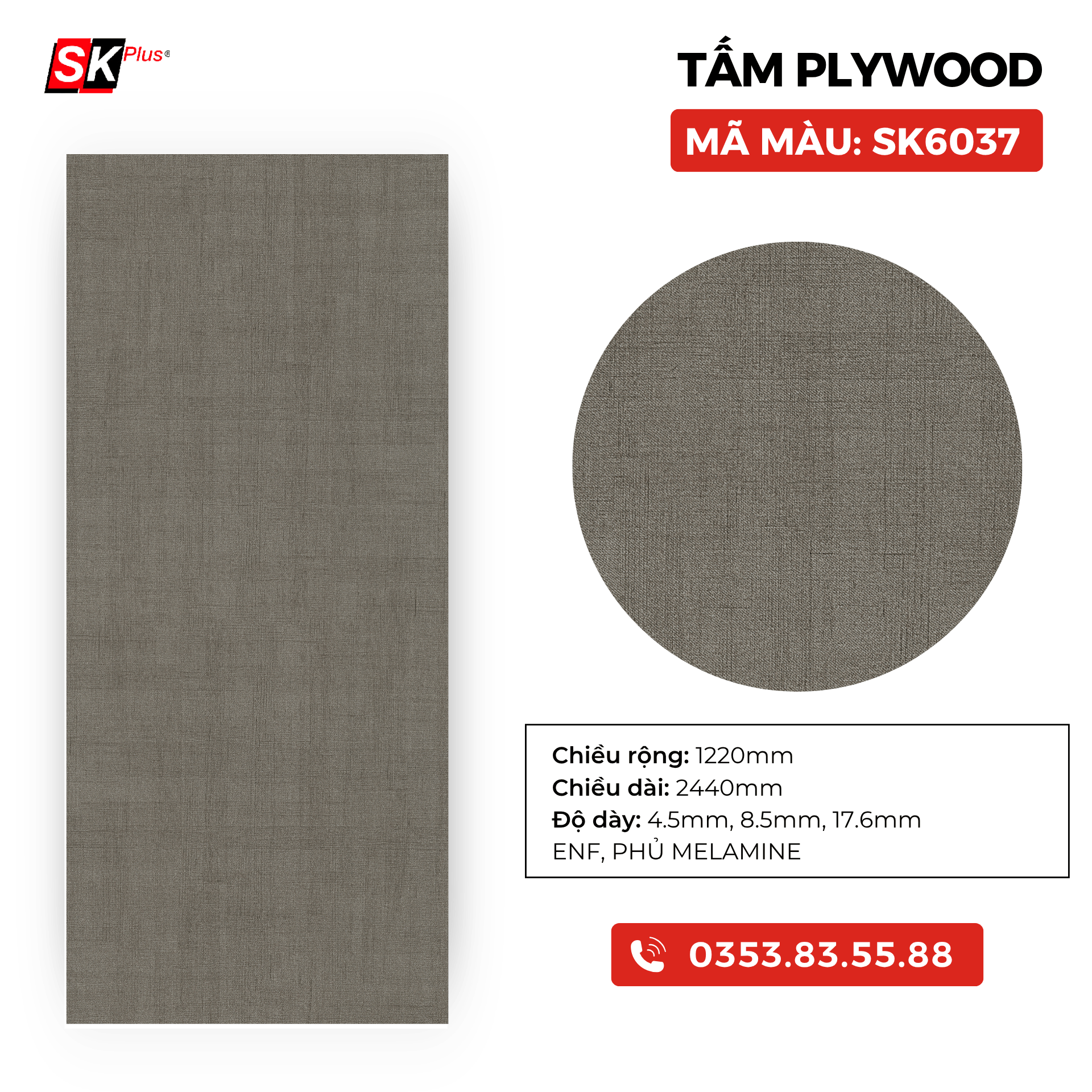 TẤM PLYWOOD PHỦ MELAMINE - SK6037