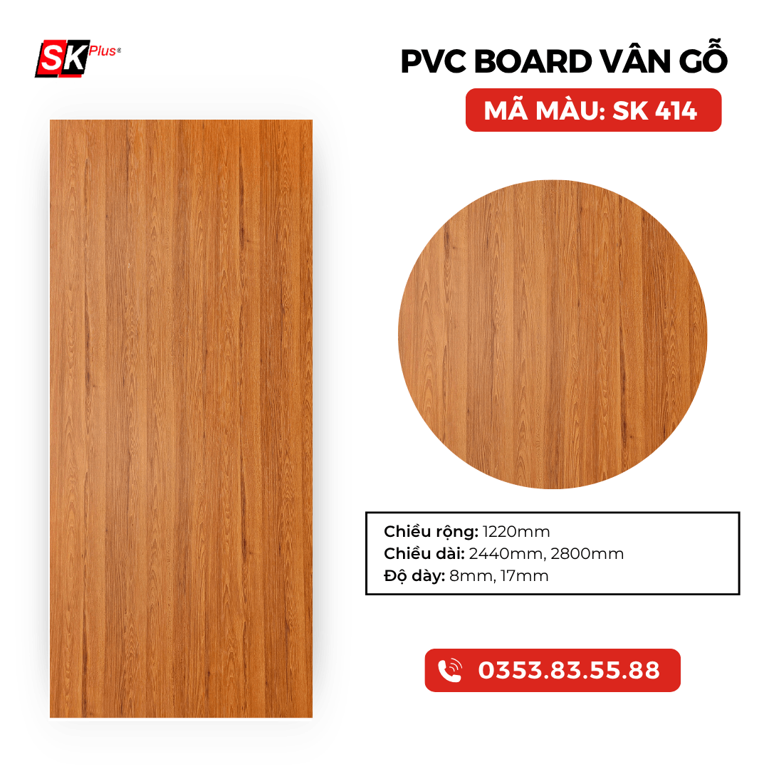 TẤM PVC BOARD VÂN GỖ CAO CẤP - MÃ SK 414