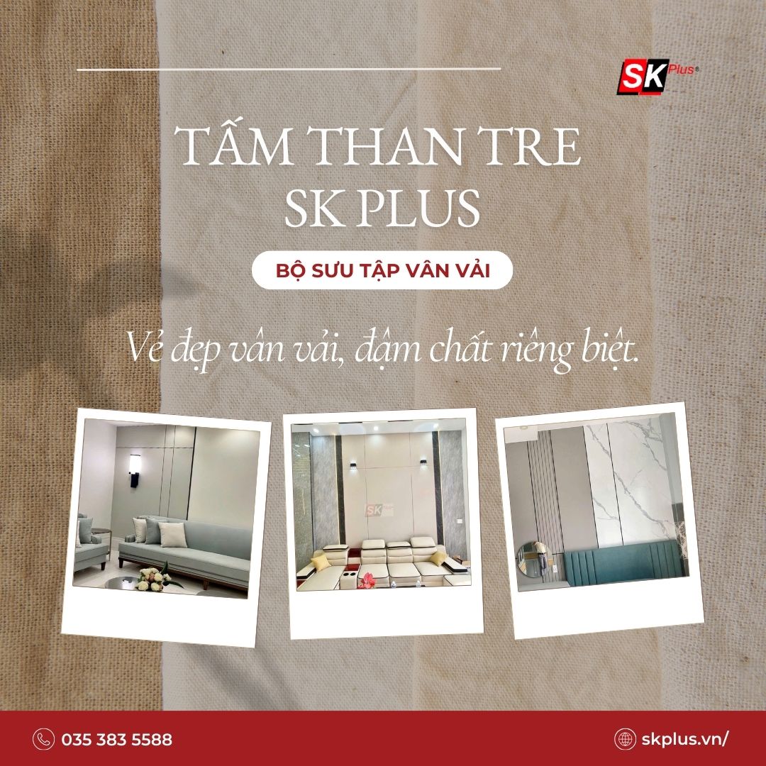 Tấm ốp than tre vân vải - BST PVC BOARD SKPLUS