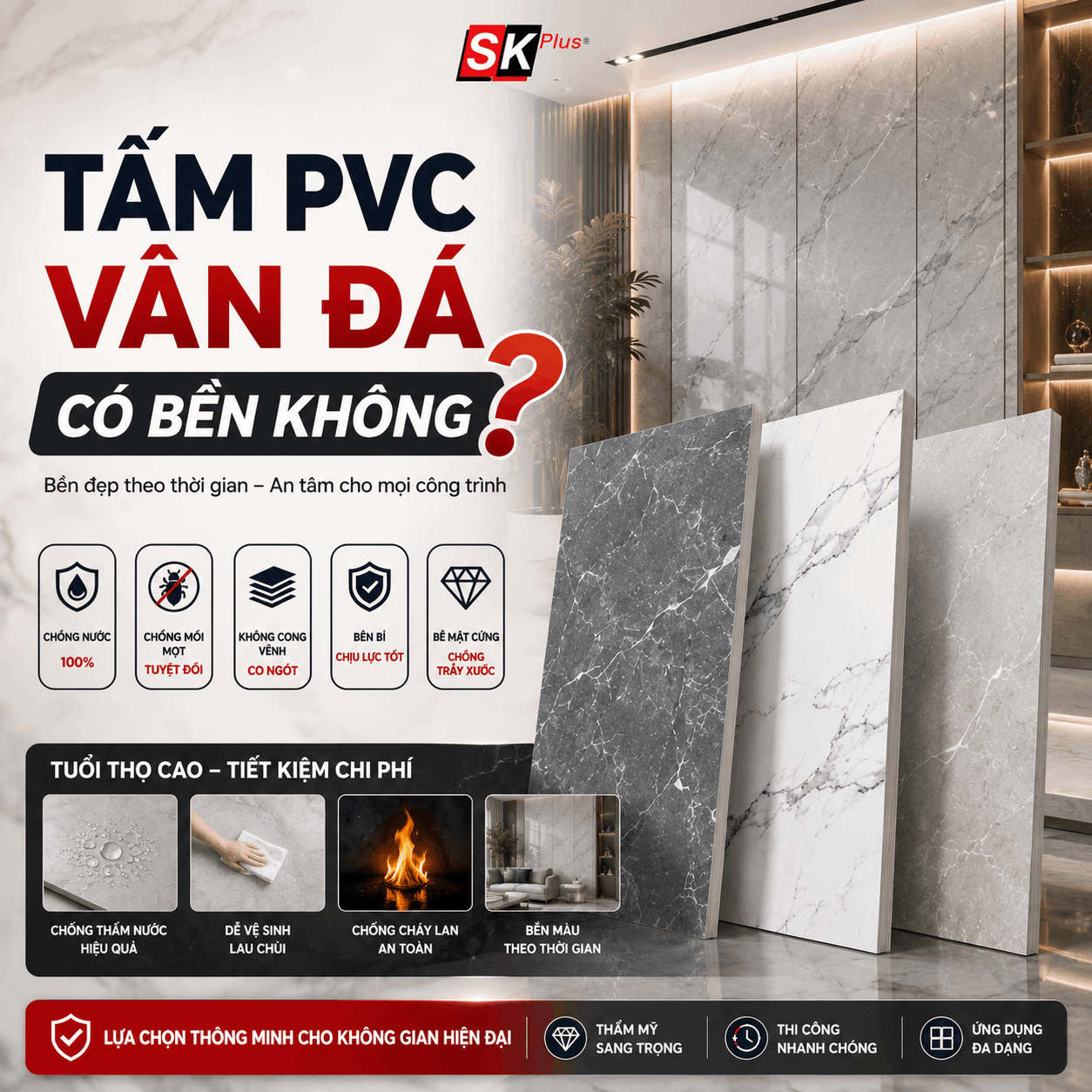 Tấm PVC vân đá có bền không? Đánh giá chi tiết