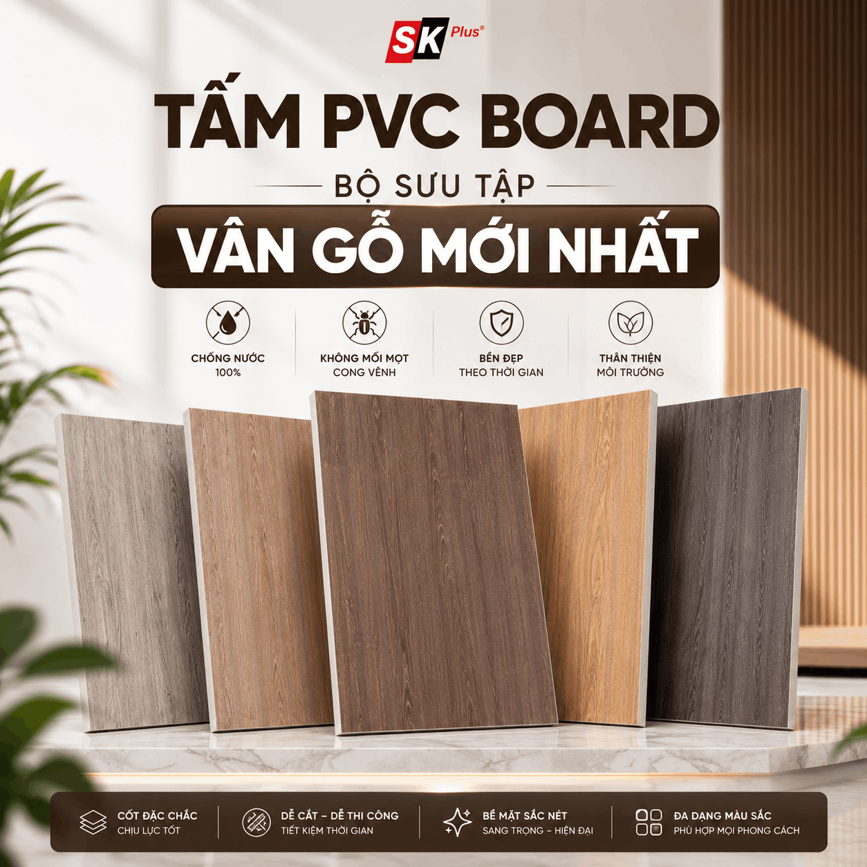 Tấm Ốp Than Tre PVC Board – Bộ Sưu Tập Vân Gỗ Mới Nhất